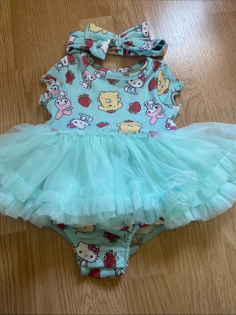 Girls Mint Tulle Tutu One-Piece Romper